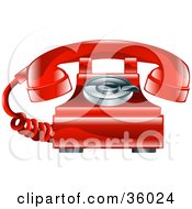 Poster, Art Print Of Shiny Red Old Fashioned Landline Telephone