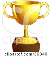 Poster, Art Print Of Shiny Gold Trophy Cup On A Pedestal