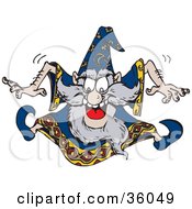 Clipart Illustration Of An Excited Wizard Leaping Up Into The Air by Dennis Holmes Designs