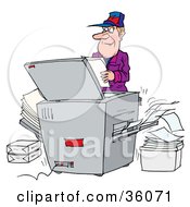 Businessman Making Copies At A Copier In An Office