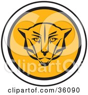 Clipart Illustration Of A Round Cougar Face Icon by Eugene