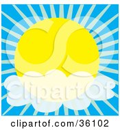 Clipart Illustration Of A Cloud In Front Of A Sun In The Sky by Maria Bell