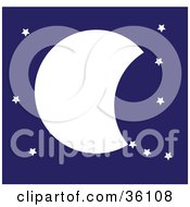 Clipart Illustration Of A Moon With Stars In A Blue Night Sky