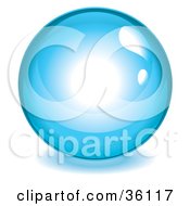 Clipart Illustration Of A Shiny Blue Reflective Crystal Ball Marble Or Orb
