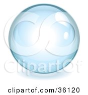 Clipart Illustration Of A Pale Blue Reflective Crystal Ball Marble Or Orb