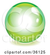 Clipart Illustration Of A Lime Green Reflective Crystal Ball Marble Or Orb