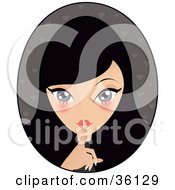 Poster, Art Print Of Pretty Black Haired Caucasian Woman Hushing The Viewer
