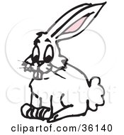 Clipart Illustration Of A Resting White Rabbit