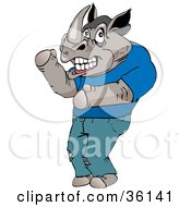 Clipart Illustration Of A Casual Dancing Male Rhino by Dennis Holmes Designs