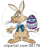 Brown Bilby Holding A Purple And Blue Easter Egg