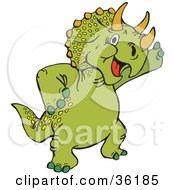 Friendly Green Triceratops Waving