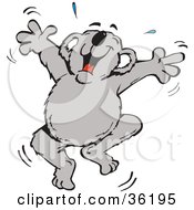 Clipart Illustration Of A Happy Koala Leaping And Yelling by Dennis Holmes Designs