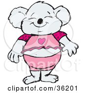 Clipart Illustration Of A Happy Female Koala In Pink Clothes by Dennis Holmes Designs