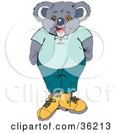 Clipart Illustration Of A Male Koala Wearing Clothes And Shoes by Dennis Holmes Designs