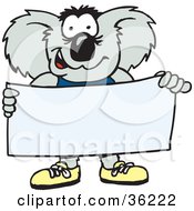 Clipart Illustration Of A Koala Holding A Blank White Sign Ready For Your Text
