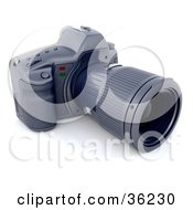 Clipart Illustration Of A Digital Camera With A Telephoto Lens by KJ Pargeter