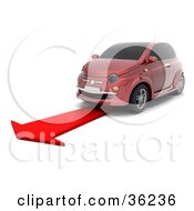 Poster, Art Print Of Red Car Driving Forward On A Red Arrow As Instructed By A Gpa System