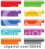 Poster, Art Print Of Set Of Ten Colorful Long Peeling Stickers Or Labels