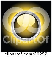 Clipart Illustration Of A Yellow Glowing Shiny Power Button Rimmed In Chrome