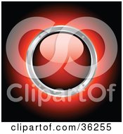 Clipart Illustration Of A Red Glowing Shiny Power Button Rimmed In Chrome