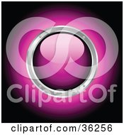 Clipart Illustration Of A Pink Glowing Shiny Power Button Rimmed In Chrome