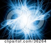 Poster, Art Print Of Bursting Blue Fractal Background With Bright Light In The Center