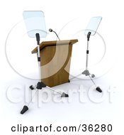 Clipart Illustration Of A Deserted Podium With Tripods by KJ Pargeter