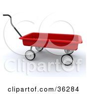 Poster, Art Print Of Red Wagon With The Handle Positioned Upwards