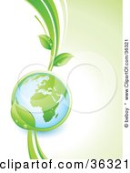 Shiny Globe In The Grasp Of A Lush Green Leafy Vine Showing The African Continent