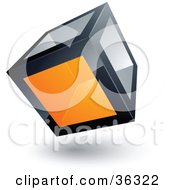 Poster, Art Print Of Pre-Made Logo Of A Cube With One Orange Transparent Window