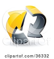 Clipart Illustration Of A Pre Made Logo Of Two Circling Yellow Arrows