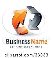 Clipart Illustration Of A Pre Made Logo Of Gray And Orange Circling Arrows
