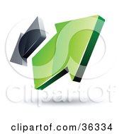 Clipart Illustration Of A Pre Made Logo Of Green And Gray Arrows Going In Opposite Directions