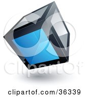 Clipart Illustration Of A Pre Made Logo Of A Cube With One Blue Transparent Window by beboy
