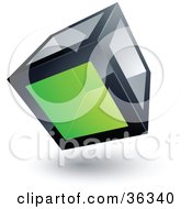 Pre-Made Logo Of A Cube With One Green Transparent Window