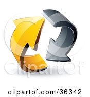 Clipart Illustration Of A Pre Made Logo Of Gray And Yellow Circling Arrows