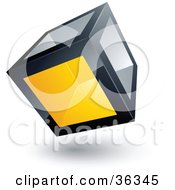 Poster, Art Print Of Pre-Made Logo Of A Cube With One Yellow Transparent Window