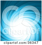 Clipart Illustration Of A Swirling Blue Background With Bright Light In The Center