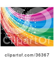 Clipart Illustration Of A Magical Sparkling Rainbow Wave Or Road Over Black