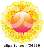 Clipart Illustration Of A Fiery Orange And Yellow Sun With Flaming Rays by elaineitalia