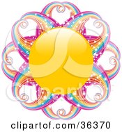Clipart Illustration Of A Yellow Sun With Magical Sparkling Rainbow Rays
