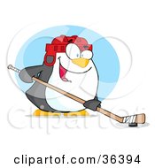 Poster, Art Print Of Sporty Penguin Playing Ice Hockey