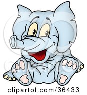 Clipart Illustration Of A Happy Blue Elephant Sitting On His Hind Legs by dero