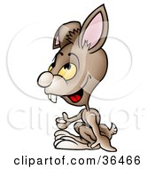 Clipart Illustration Of A Goofy Yellow Eyed Rabbit Giving The Thumbs Up by dero