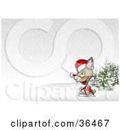 Poster, Art Print Of Christmas Rabbit On A Hill In The Snow