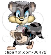 Clipart Illustration Of A Raccoon School Boy Walking With A Backpack