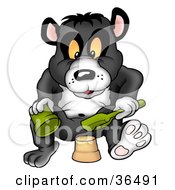 Poster, Art Print Of Giant Panda Making A Mud Pie With A Pail And Shovel