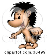 Clipart Illustration Of A Happy Brown Hedgehog Pointing