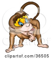 Clipart Illustration Of A Thinking Monkey Rubbing His Chin