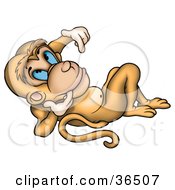 Poster, Art Print Of Light Brown Monkey Reclined And Daydreaming